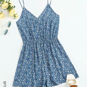 Blue floral romper
